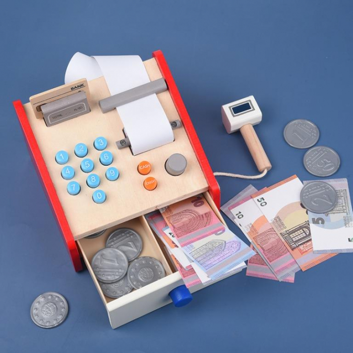 Casa de marcat din lemn cu accesorii pentru copii [3]
