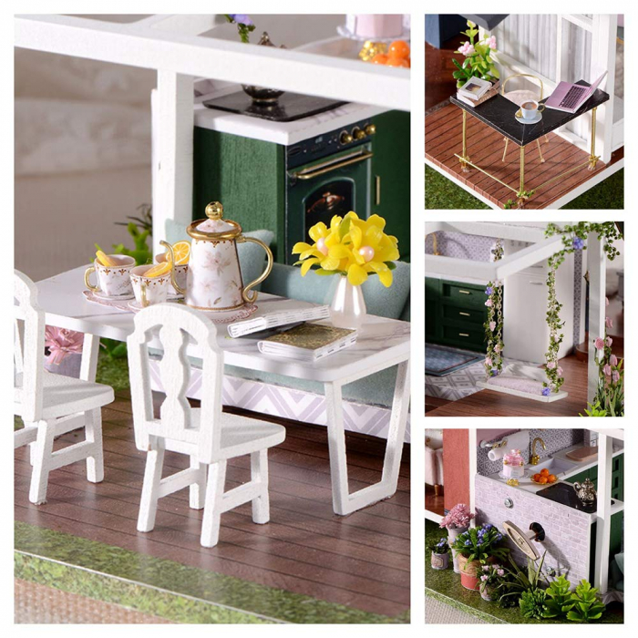 Casă de Păpuși în Miniatură cu Mobilier - Kit DIY din Lemn [3]