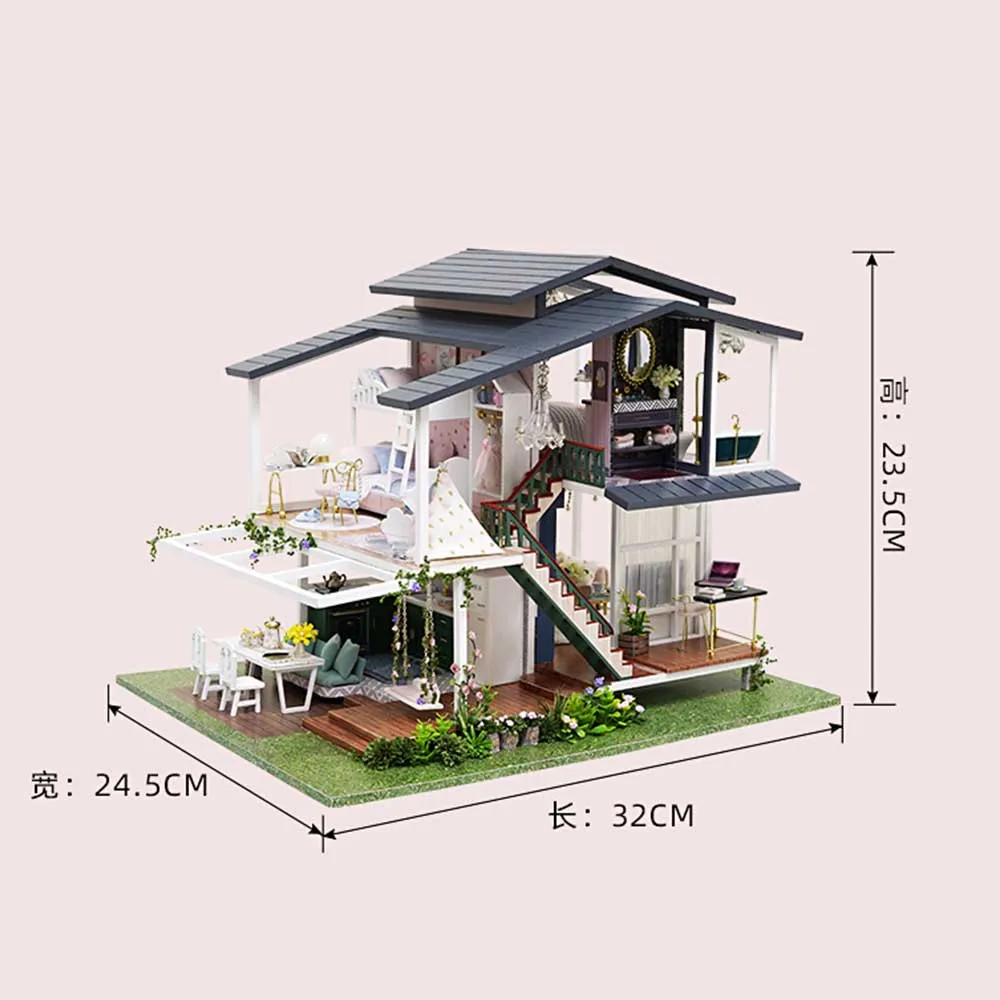 Casă de Păpuși în Miniatură cu Mobilier - Kit DIY din Lemn [7]
