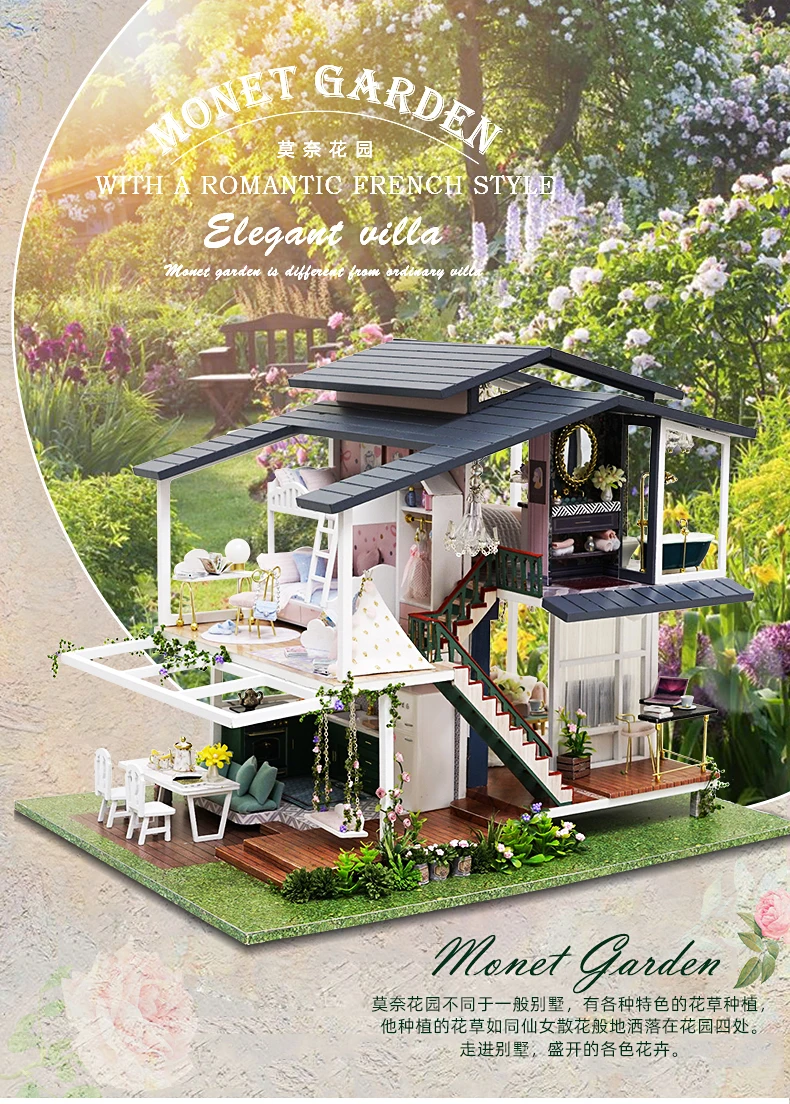 Casă de Păpuși în Miniatură cu Mobilier - Kit DIY din Lemn [8]