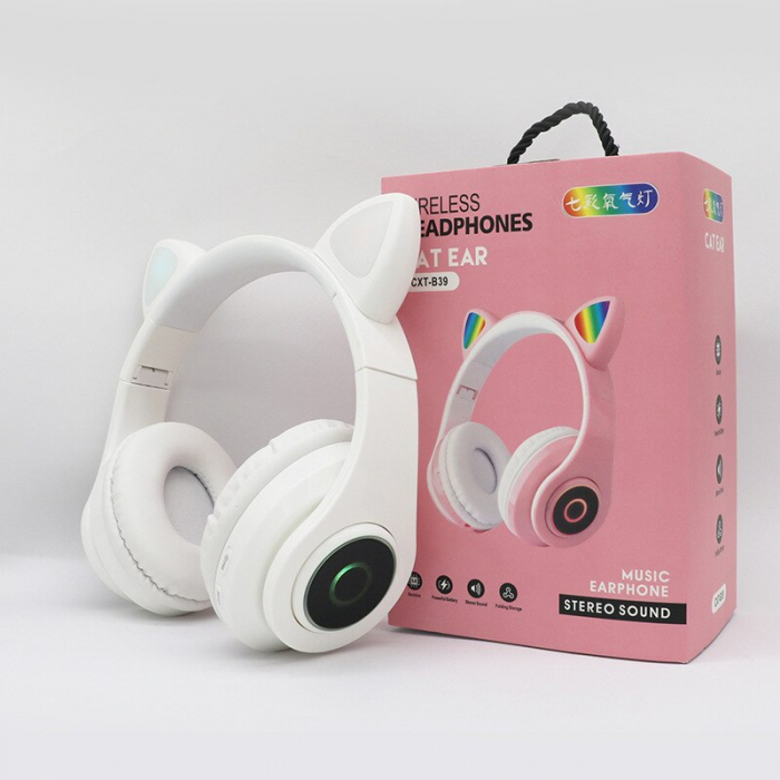 Casti Audio Copii Wireless Urechi de Pisica Microfon si Lumini Led [2]
