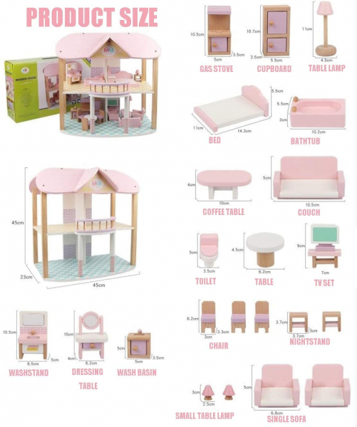 Casuta de papusi  lemn Msn mobilata - Wooden House Dolls [8]