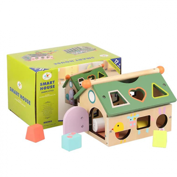 Joc educativ din lemn sortare forme geometrice Casuta inteligenta - Smart House [2]