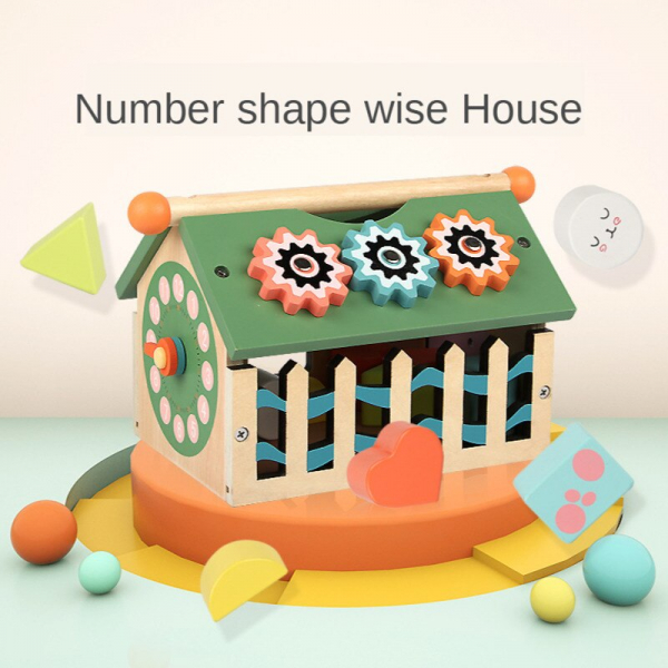 Joc educativ din lemn sortare forme geometrice Casuta inteligenta - Smart House [4]