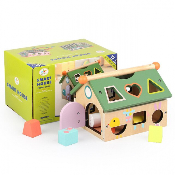 Joc educativ din lemn sortare forme geometrice Casuta inteligenta - Smart House [6]
