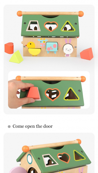 Joc educativ din lemn sortare forme geometrice Casuta inteligenta - Smart House [8]