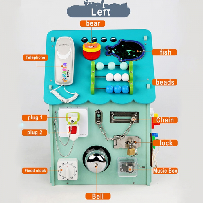 Casuta Montessori din Lemn cu Activitatii Tabla Busy Board Incuietori [5]