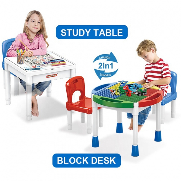 Masa tip Lego cu 2 Scaune 2 in 1 Compatibila cu Piesele Lego [5]