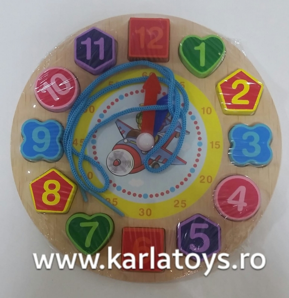 Ceas din lemn 2 in 1 pentru copii -  Ceas lemn cu forme geometrice [6]