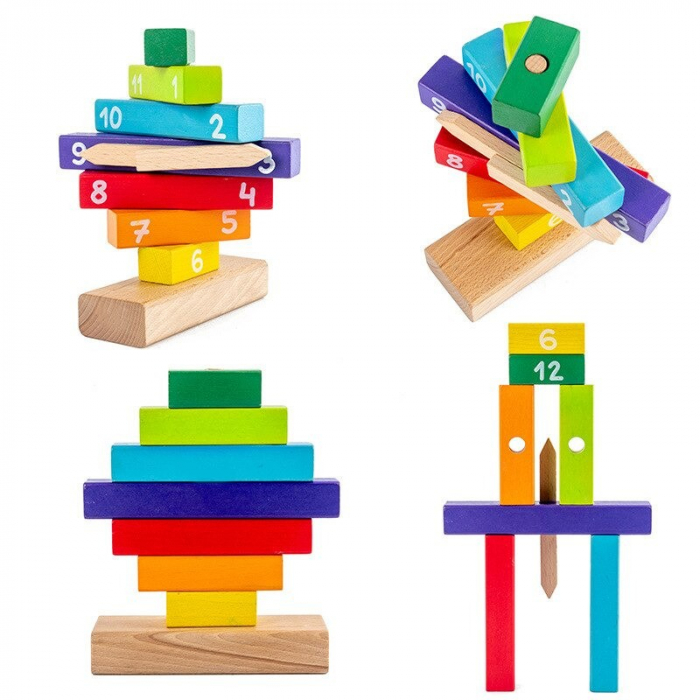 Ceas Puzzle din Lemn Montessori Multicolor [4]