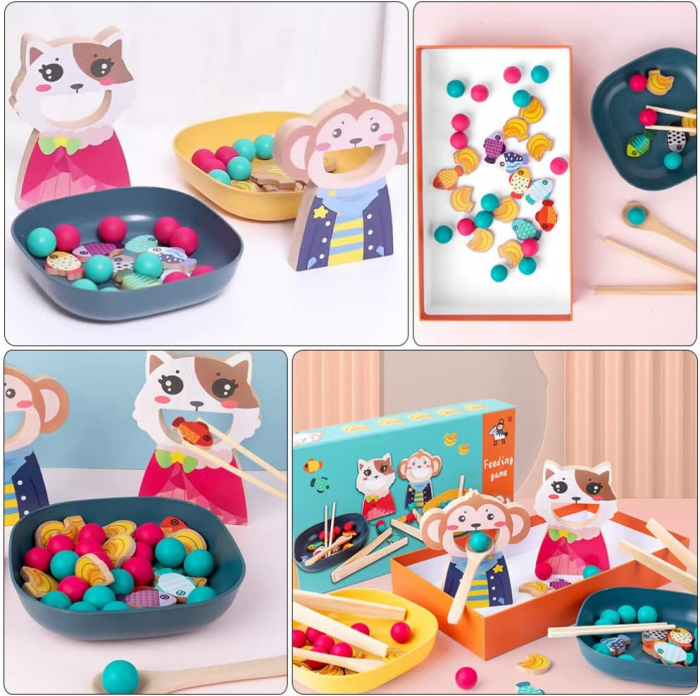 Joc Educativ din Lemn Montessori sortare  Hraneste Animalul [8]