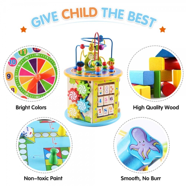 Centru Activitati din Lemn Cub Educativ 8 in 1 Frog [8]