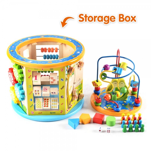 Centru Activitati din Lemn Cub Educativ 8 in 1 Frog [9]