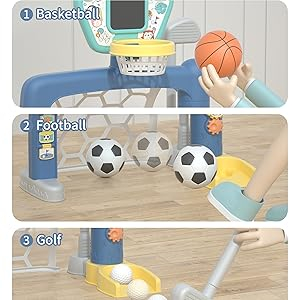 Centru de Sport 3 in 1 pentru Copii – Baschet, Fotbal, Golf cu LED si Sunete [2]