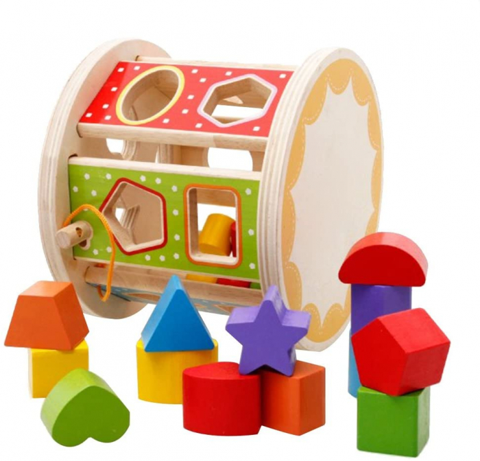 Cilindru din Lemn cu Abac Sortator forme geometrice [2]