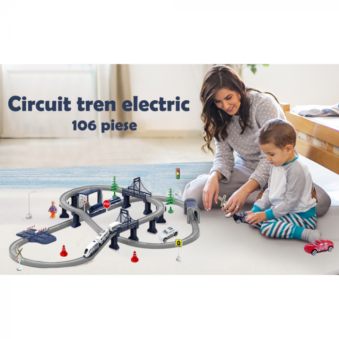Circuit Tren Electric cu accesorii 106 piese [7]