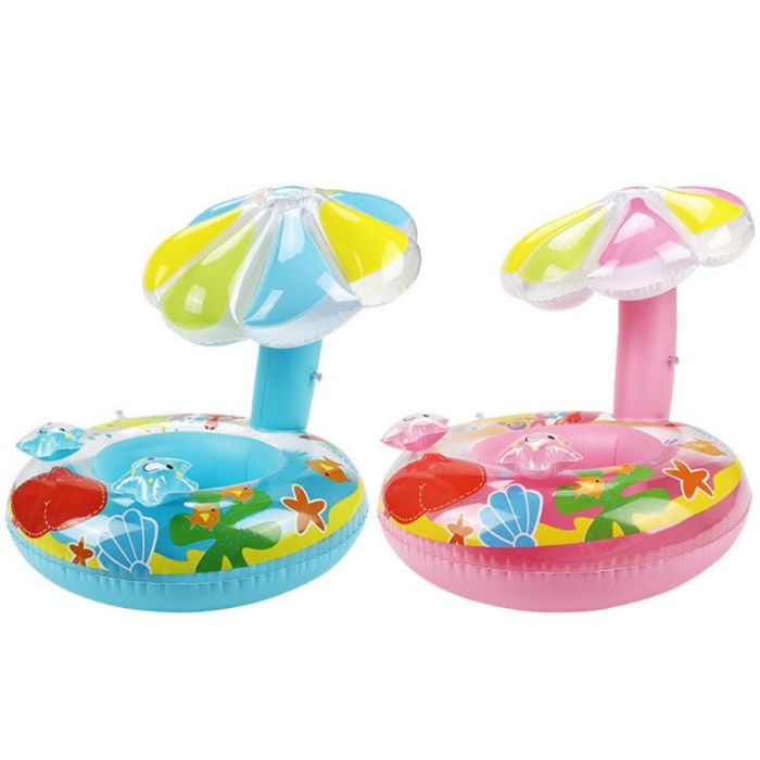 Colac Bebe pentru inot, cu protectie solara si chiotel Albastru [3]