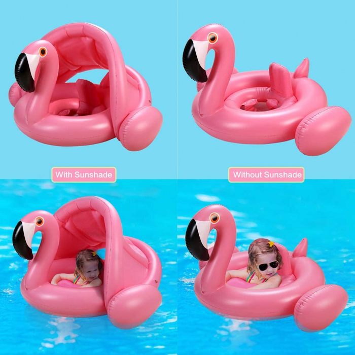 Colac Bebelusi Gonflabil cu suport si protectie solara Flamingo [4]