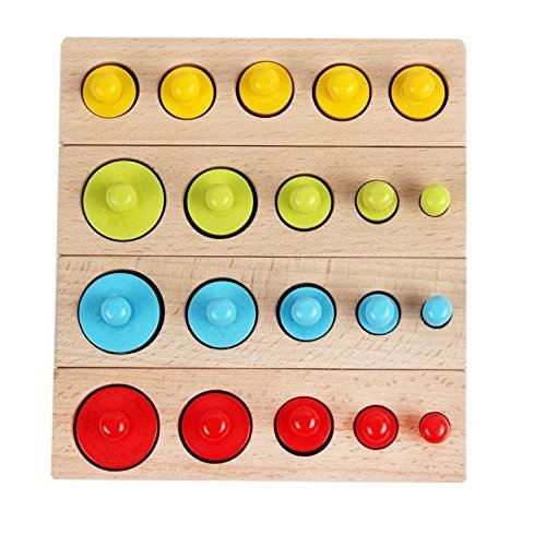 Joc Lemn Montessori Cilindri din Lemn - Set 4 Cilindri Colorati [2]