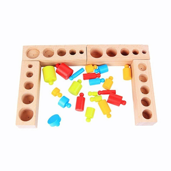 Joc Lemn Montessori Cilindri din Lemn - Set 4 Cilindri Colorati [3]