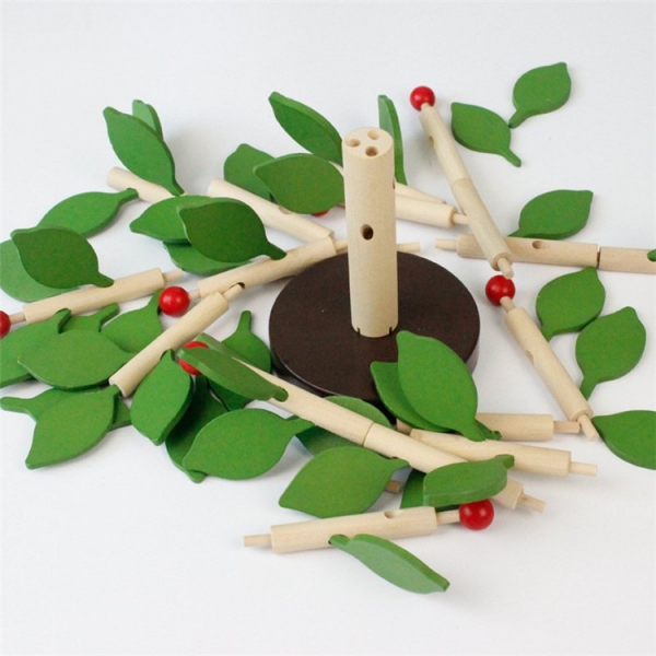 Jucarie de Lemn Puzzle Montessori Copacul cu Frunze 3D [2]