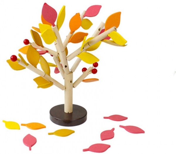 Jucarie de Lemn Puzzle Montessori Copacul cu Frunze 3D [3]