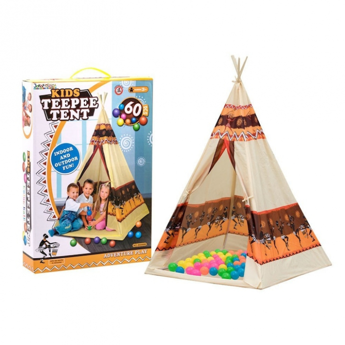 Cort copii stil indian Teepee Tent cu 60 bile colorate [1]