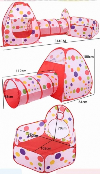 Cort de joaca cu tunel pentru copii 3 in 1 [3]