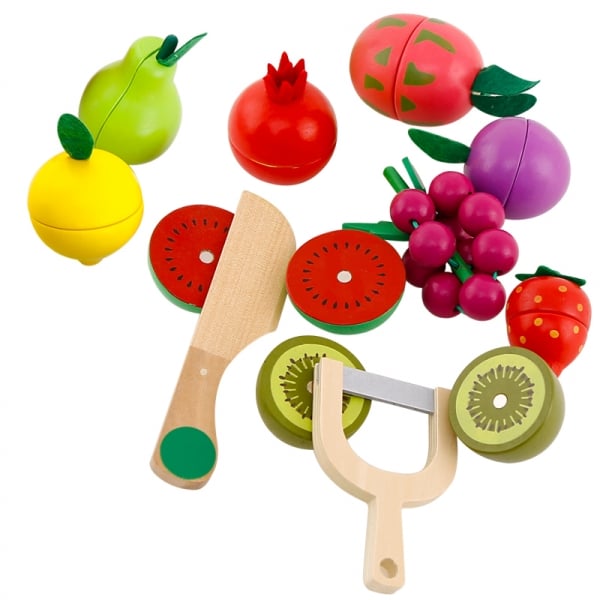 Cos din Lemn cu Fructe - Legume de Feliat cu prindere Magnet [3]