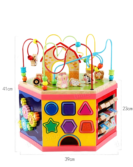 Centru Activitati Montessori 7 in 1 din Lemn, Hexagon - Cub Educational [3]