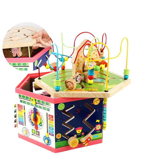 Centru Activitati Montessori 7 in 1 din Lemn, Hexagon - Cub Educational [1]