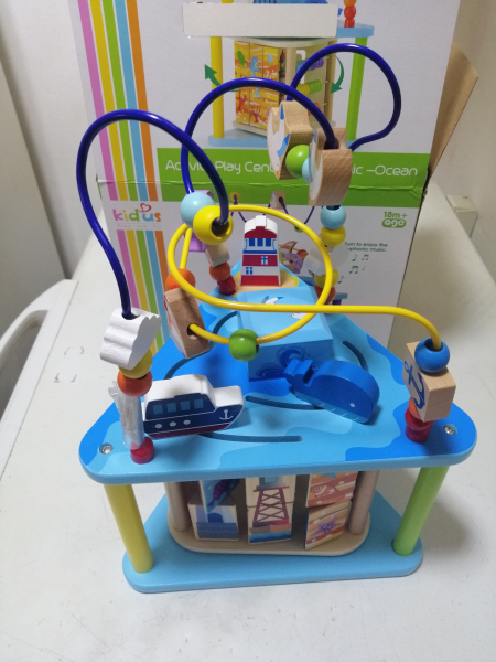 Cub Educativ 5 in 1 din Lemn Rotativ Kidus Marin Muzical [8]