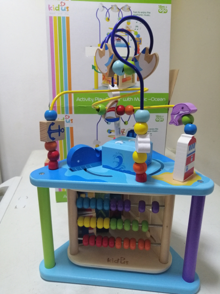 Cub Educativ 5 in 1 din Lemn Rotativ Kidus Marin Muzical [3]