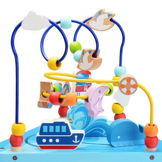 Cub Educativ 5 in 1 din Lemn Rotativ Kidus Marin Muzical [5]