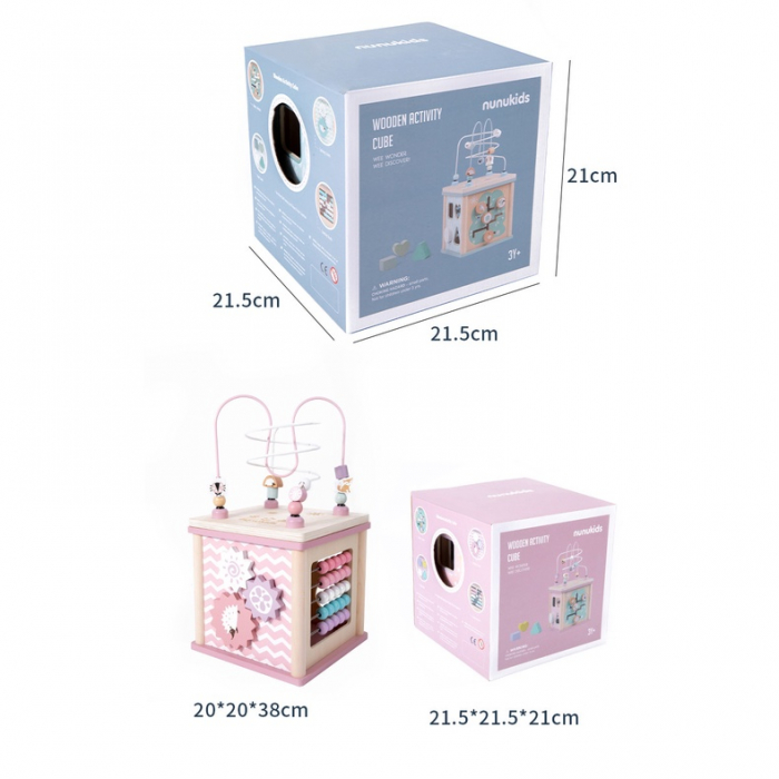 Cub Educativ din Lemn 5 in 1 Pastel Nunukids [2]