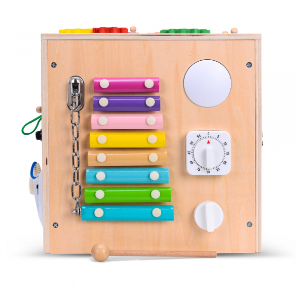 Cub Lemn Educativ Senzorial Montessori Busy Box 25 de activitati [2]
