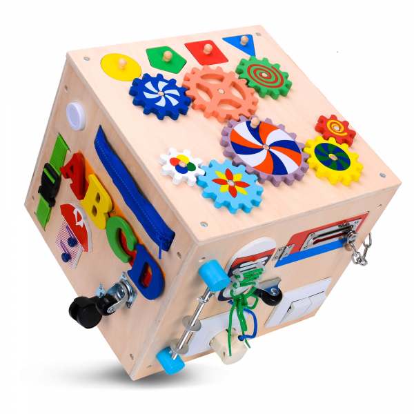 Cub Lemn Educativ Senzorial Montessori Busy Box 25 de activitati [5]