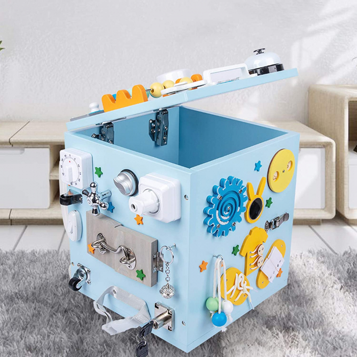 Centru de activitatii multifunctional montessori Cub Busy Box senzorial cu inchizatori [2]