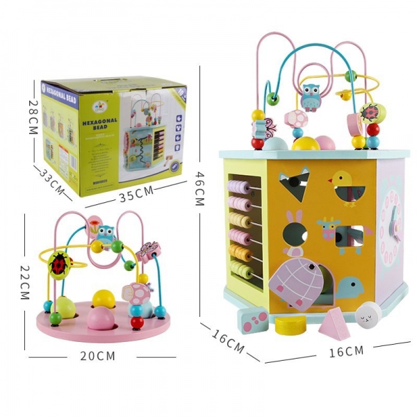 Joc din lemn Multifunctional Hexagon  Animale 8 in 1 MSN [5]