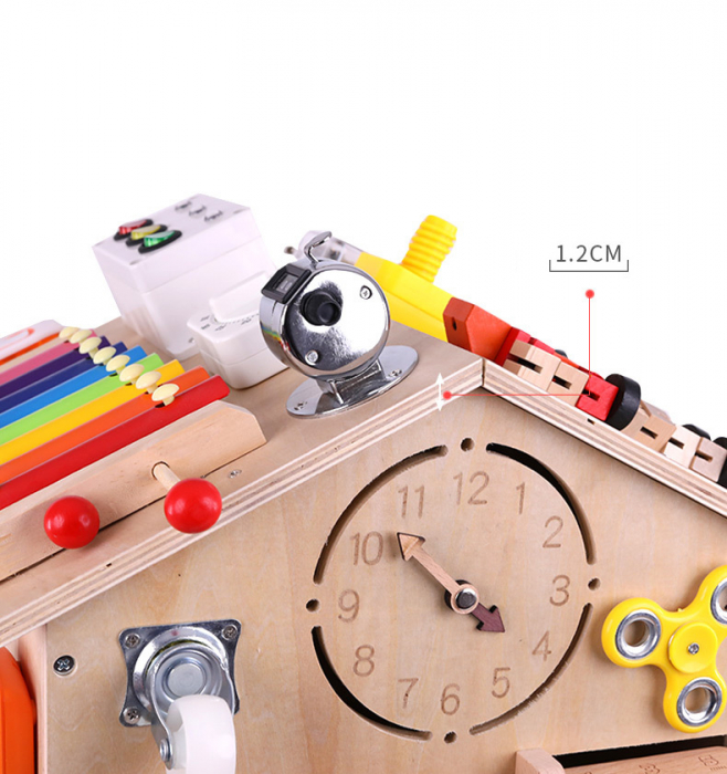 Cub Senzorial Montessori Lemn Inchizatori Casuta cu Jocuri Busy Board [10]