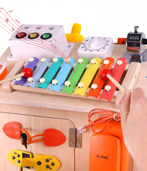 Cub Senzorial Montessori Lemn Inchizatori Casuta cu Jocuri Busy Board [6]