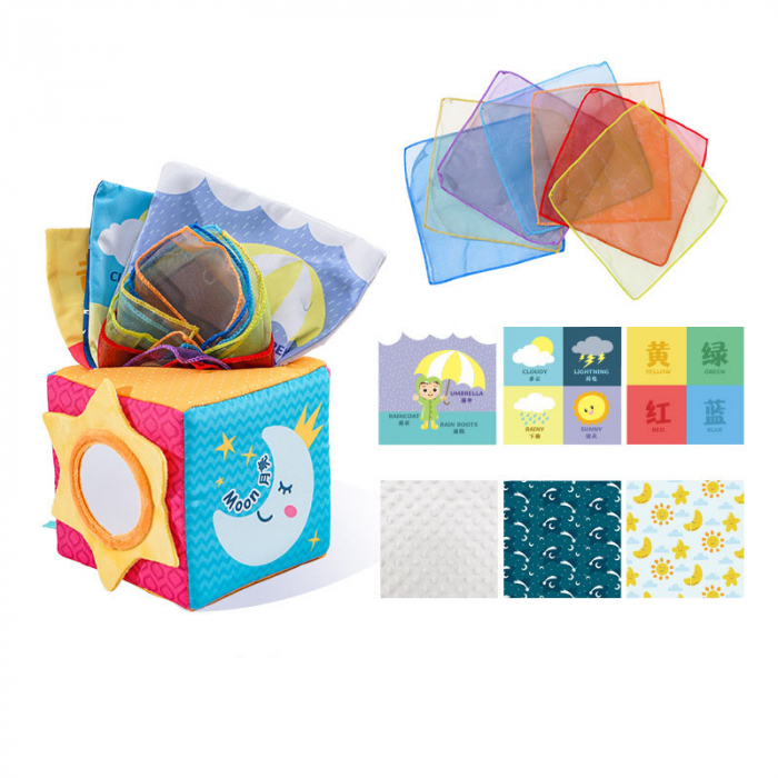 Cub Textil Cutia cu servetele Jucarie senzoriala Montessori Jollybaby Vremea [3]
