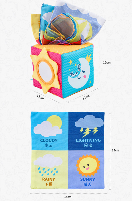 Cub Textil Cutia cu servetele Jucarie senzoriala Montessori Jollybaby Vremea [6]