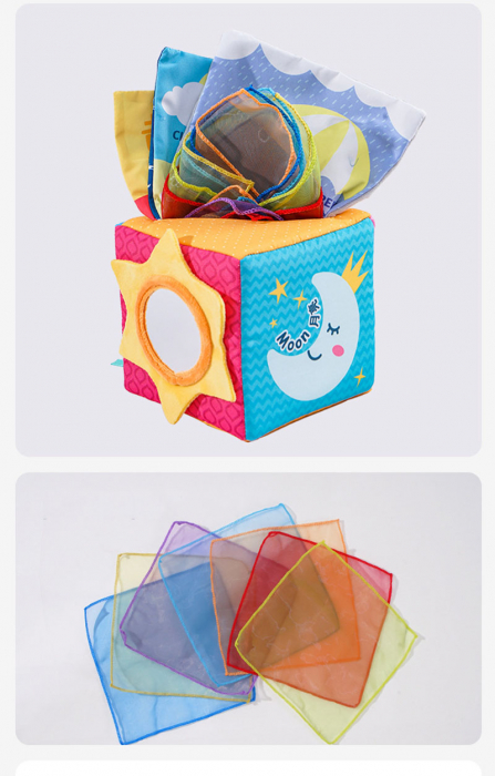 Cub Textil Cutia cu servetele Jucarie senzoriala Montessori Jollybaby Vremea [7]