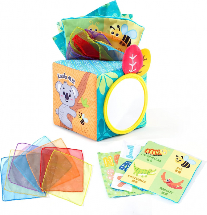 Cub Textil Cutia cu servetele Jucarie senzoriala Montessori Jollybaby Jungla [2]