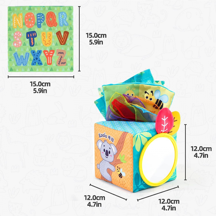Cub Textil Cutia cu servetele Jucarie senzoriala Montessori Jollybaby Jungla [3]