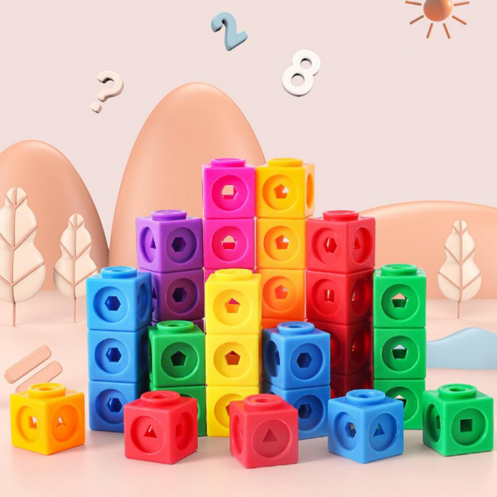Cuburi de constuit Stem Montessori Curcubeu Joc educativ Operatii Matematice [2]