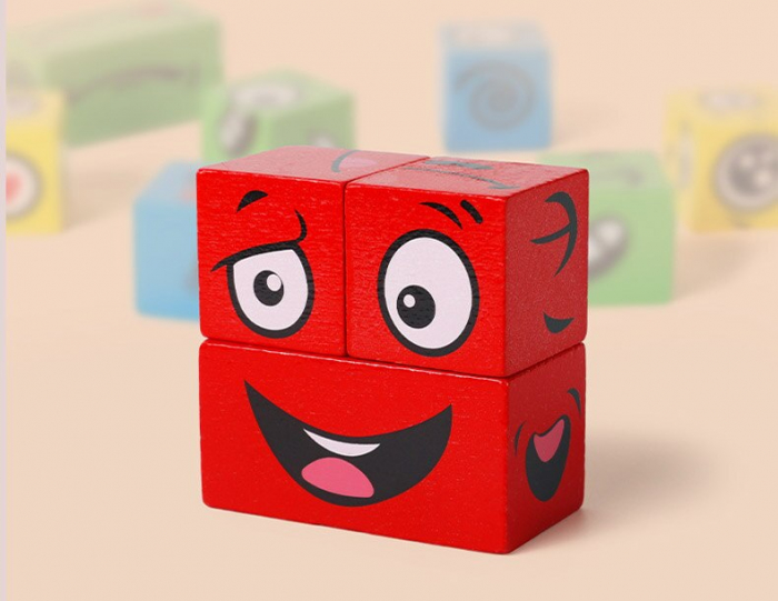 Cuburi puzzle din lemn Expresiile Fetei [5]