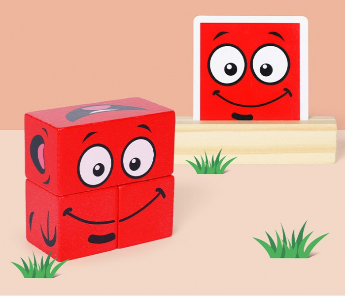 Cuburi puzzle din lemn Expresiile Fetei [10]