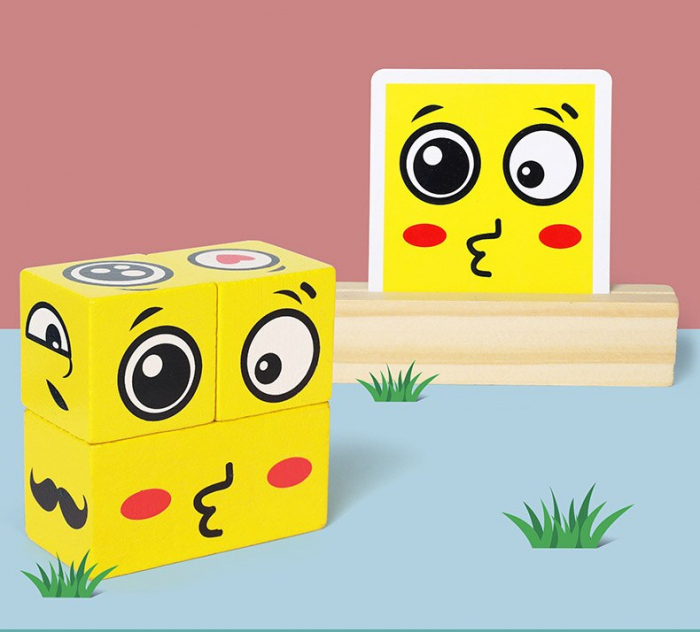Cuburi puzzle din lemn Expresiile Fetei [8]